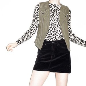 Anine Bing Olive Leather Motorcycle Vest